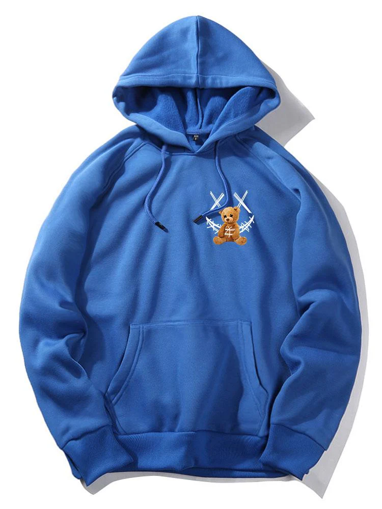 Smiley Bear Back Print Hoodie