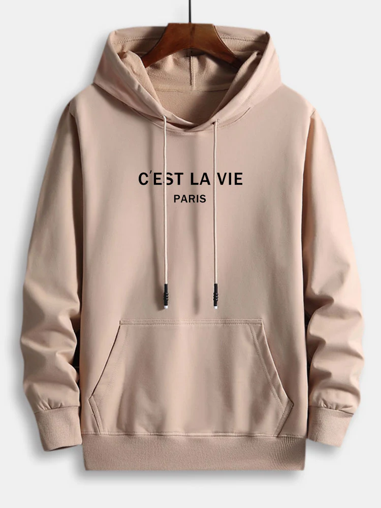 Paris Letter Print Cotton Hoodie