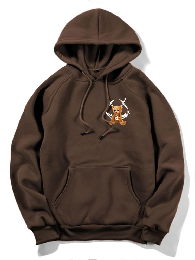 Smiley Bear Back Print Hoodie
