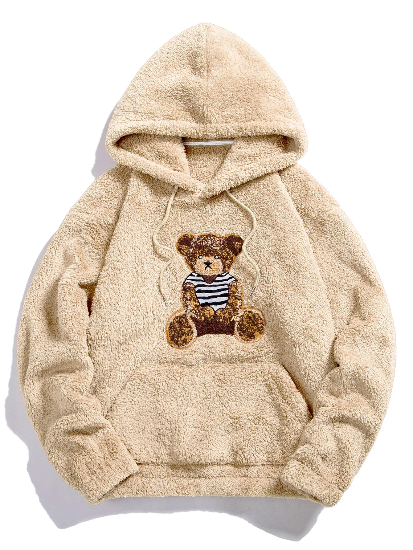 Bear Embroidered Patch Teddy Hoodie