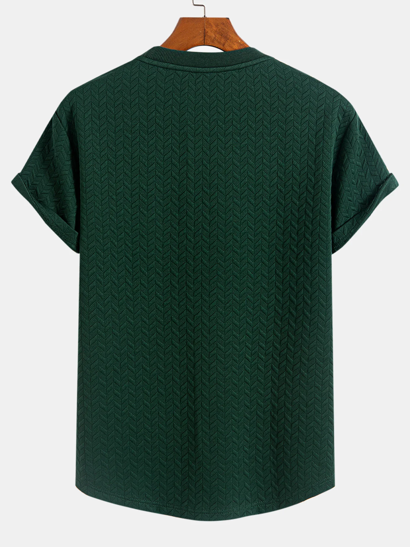 Jacquard Textured Arc Hem T-Shirt