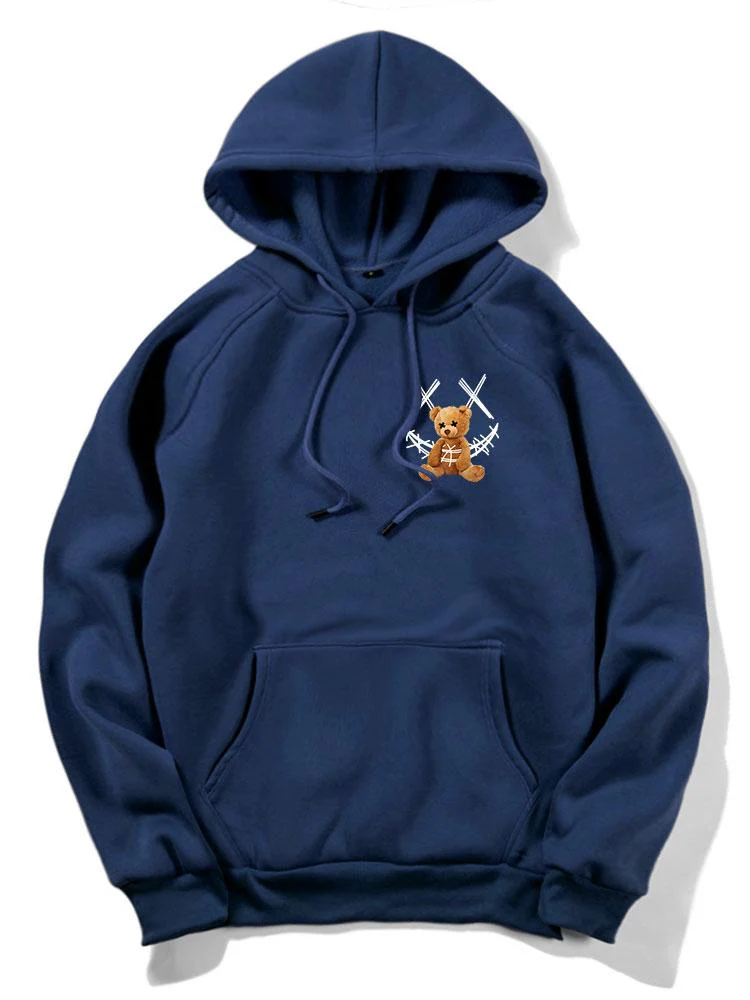 Smiley Bear Back Print Hoodie