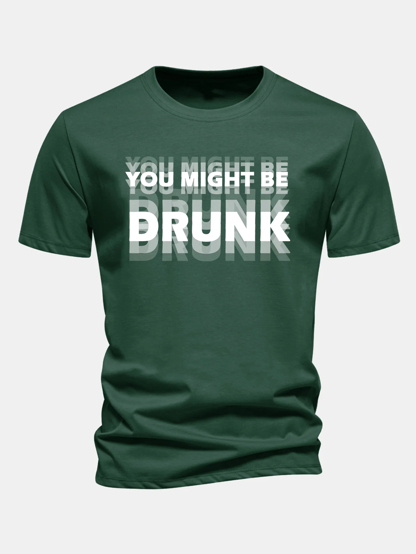 Regular Fit You Might Be Drunk Print Cotton T-Shirt