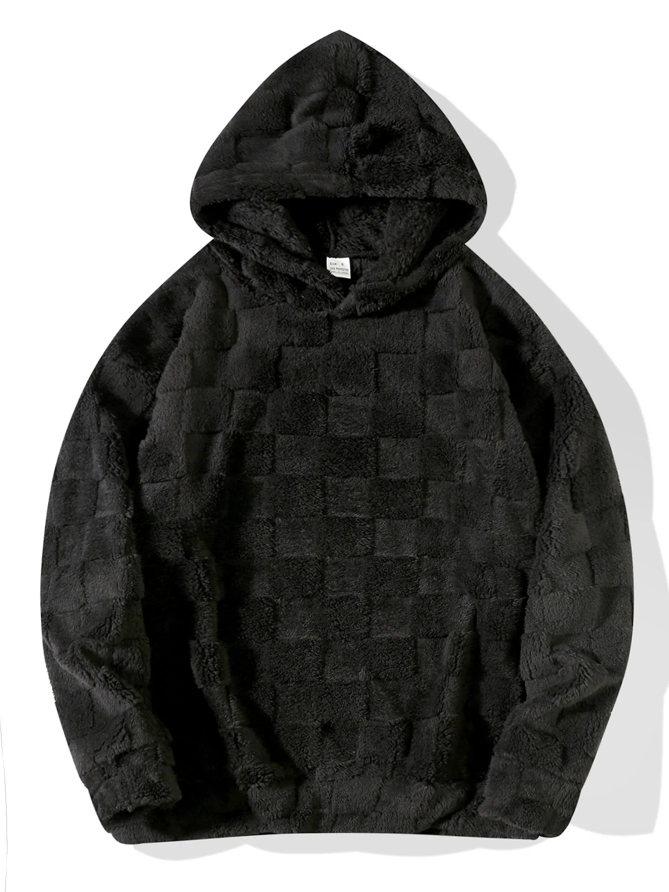Relax Fit Checkerboard Teddy Hoodie