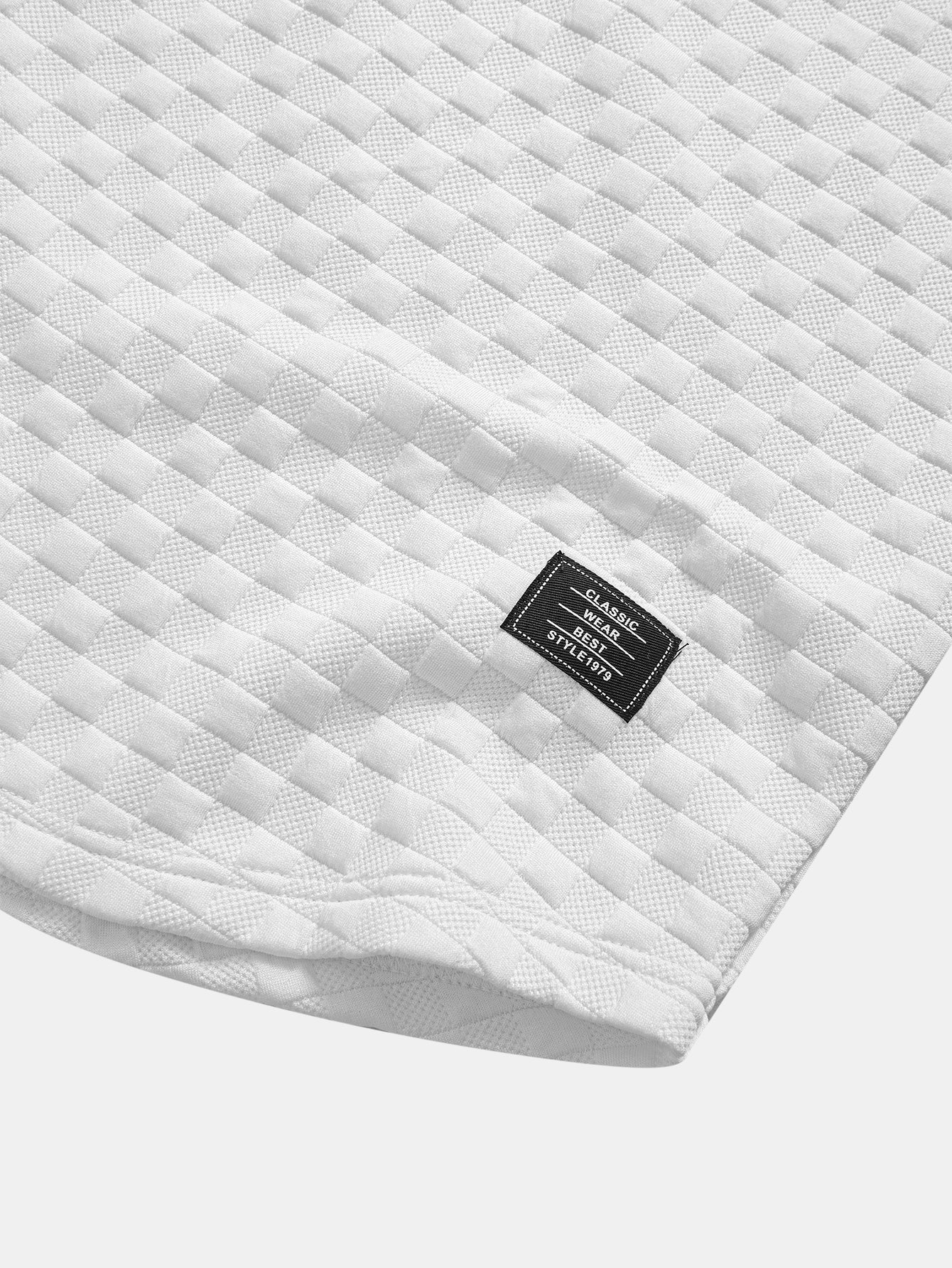 Checkerboard Jacquard  Arc Hem Hooded T-Shirt