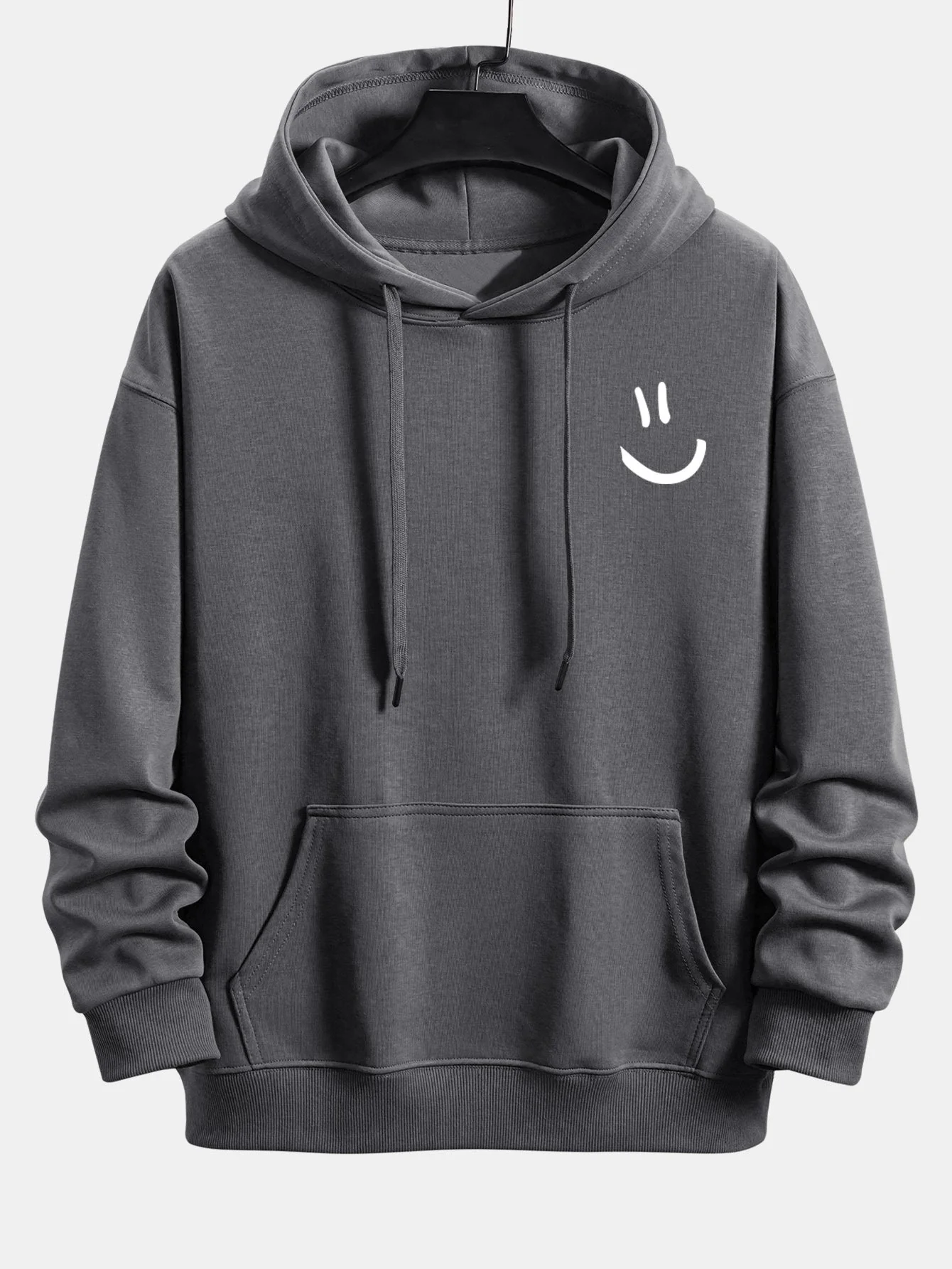 Smiley Face Print Relax Fit Hoodie