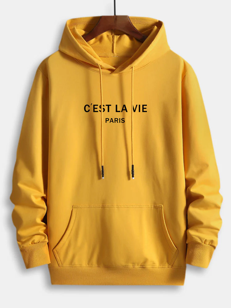 Paris Letter Print Cotton Hoodie