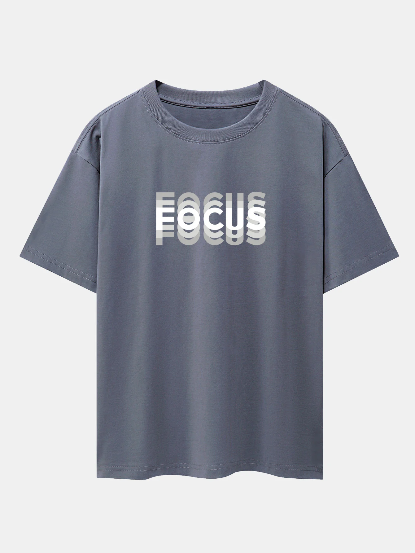 Focus Slogan Print Drop Shoulder Oversize T-Shirt