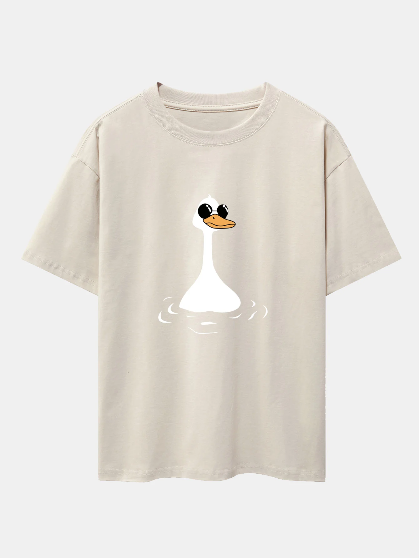Sunglasses Goose Print Drop Shoulder Oversize T-Shirt