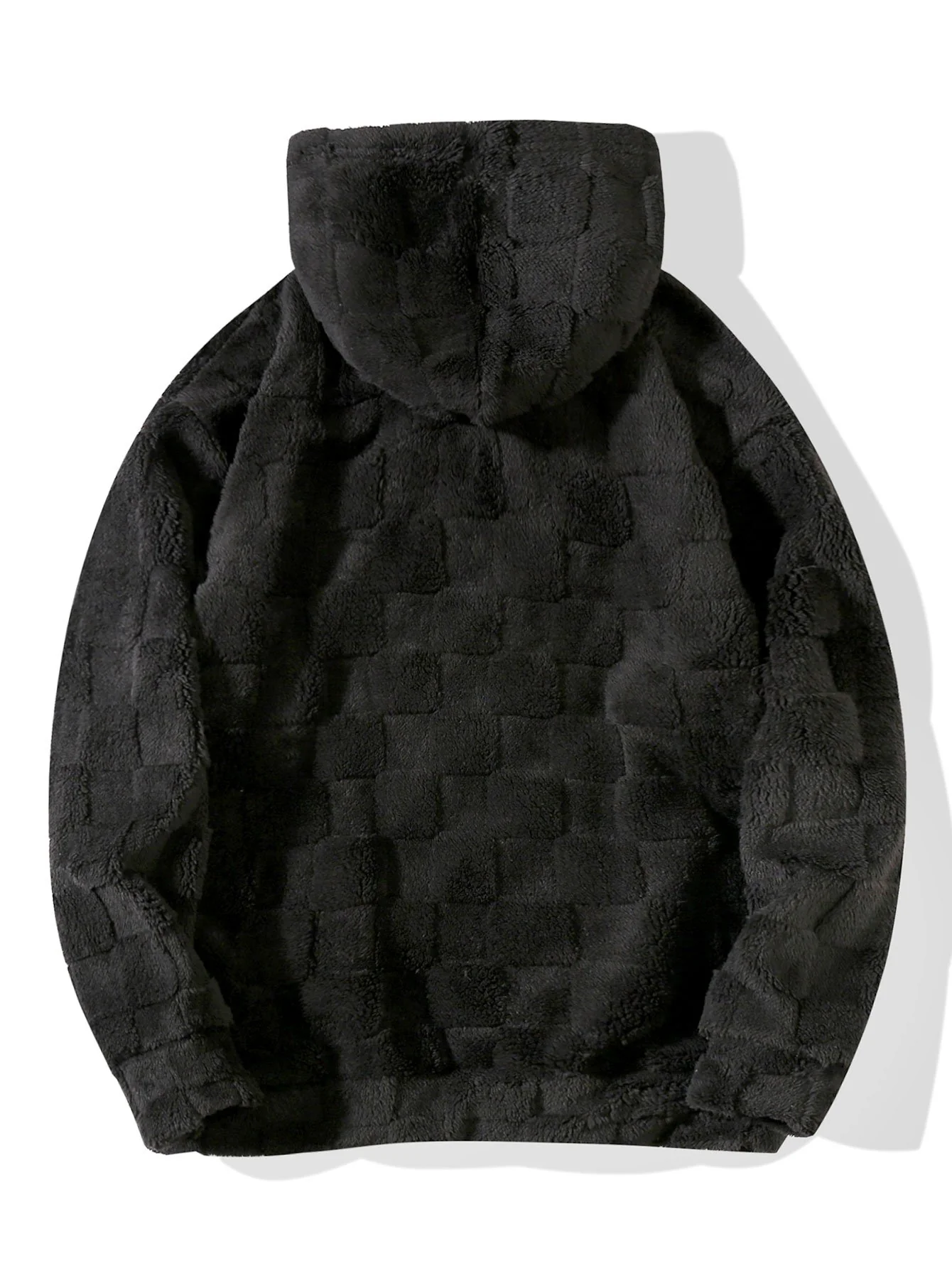 Relax Fit Checkerboard Teddy Hoodie