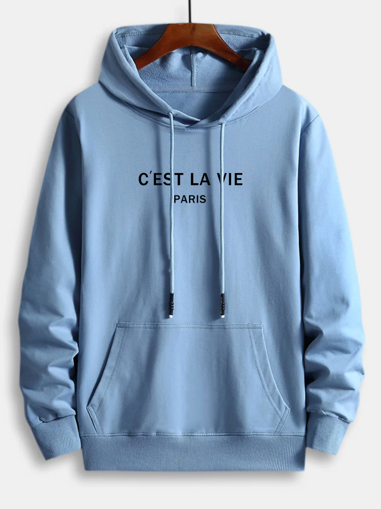Paris Letter Print Cotton Hoodie