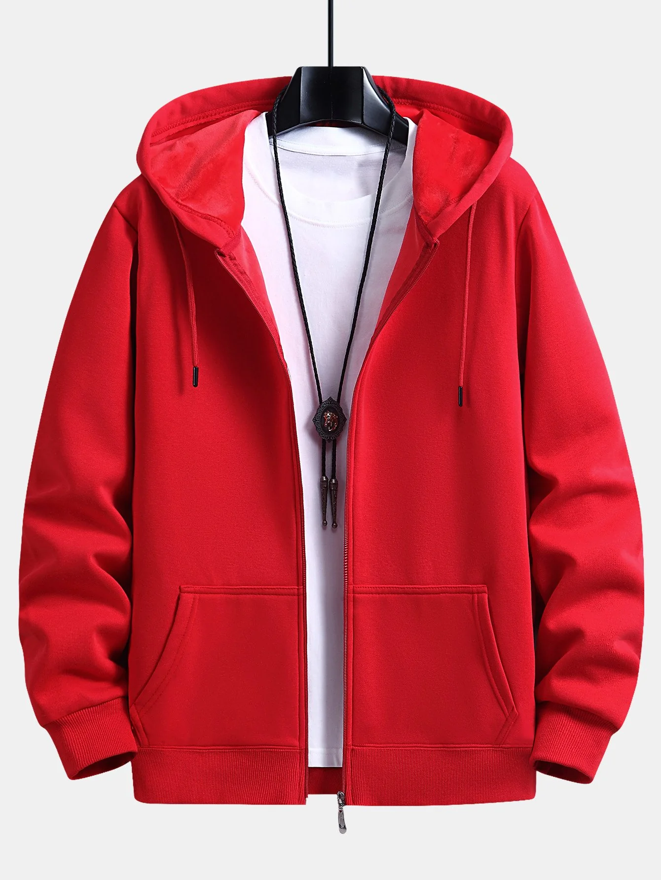 Plush Lined Relax Fit Zip Hoodie