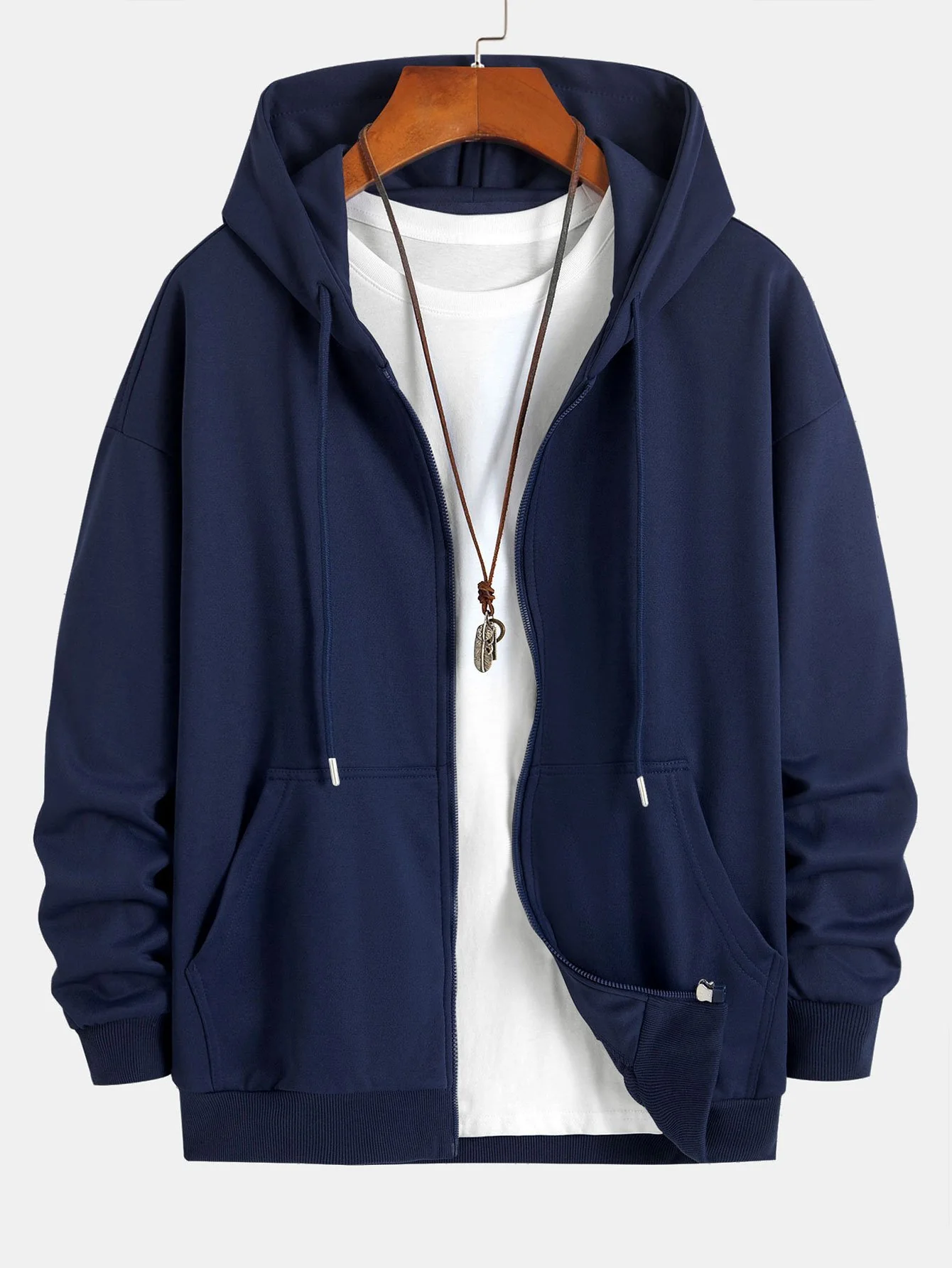 Basic Relax Fit Zip Hoodie