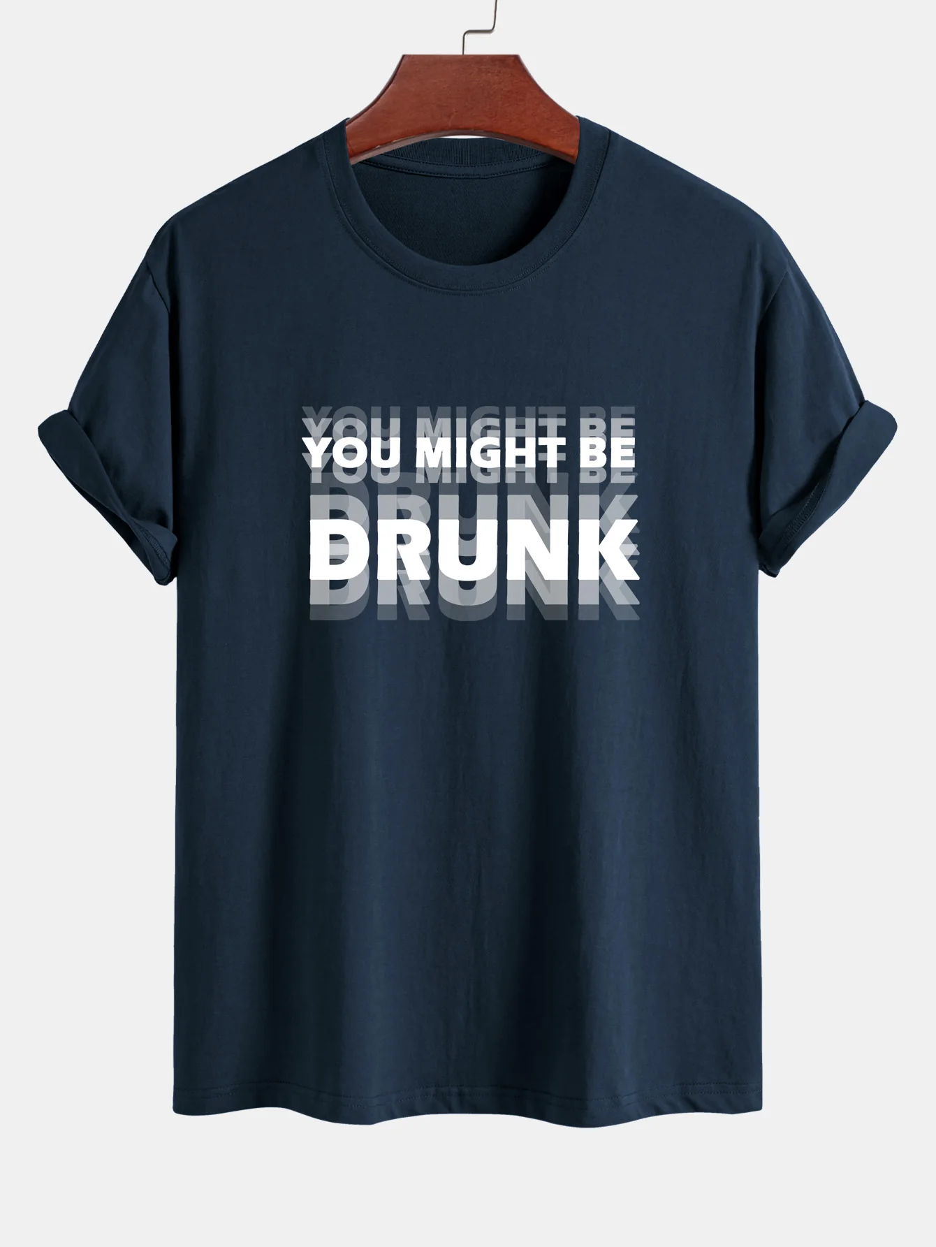 Regular Fit You Might Be Drunk Print Cotton T-Shirt