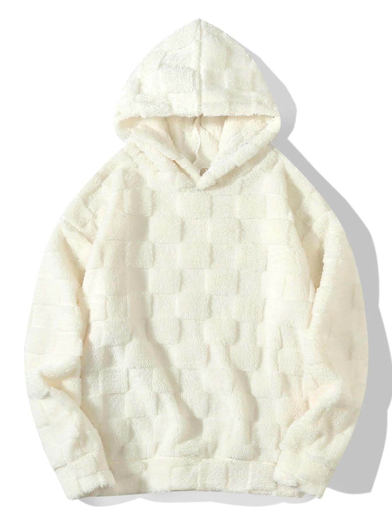 Relax Fit Checkerboard Teddy Hoodie