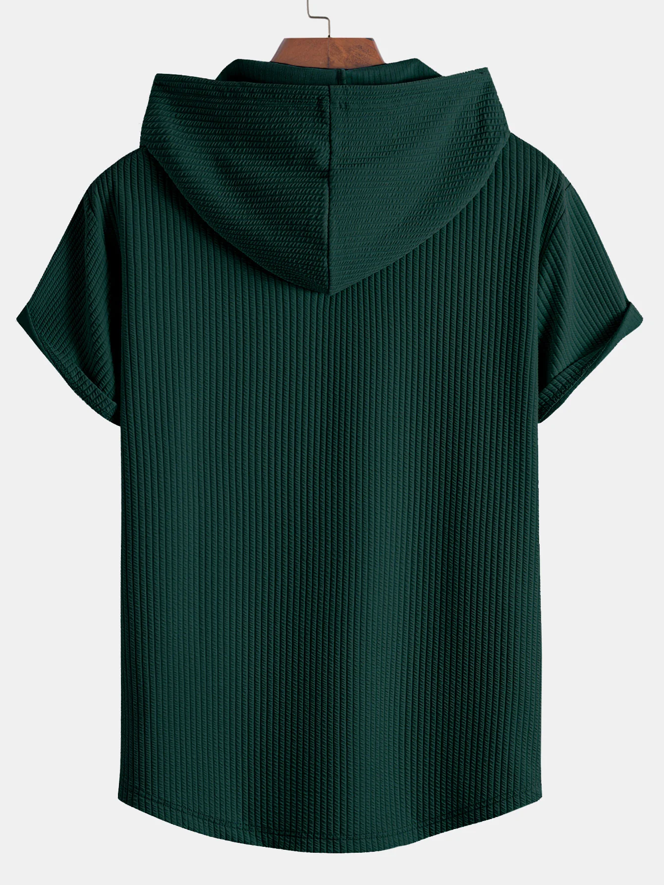 Ribbed Hooded  Arc Hem T-Shirt