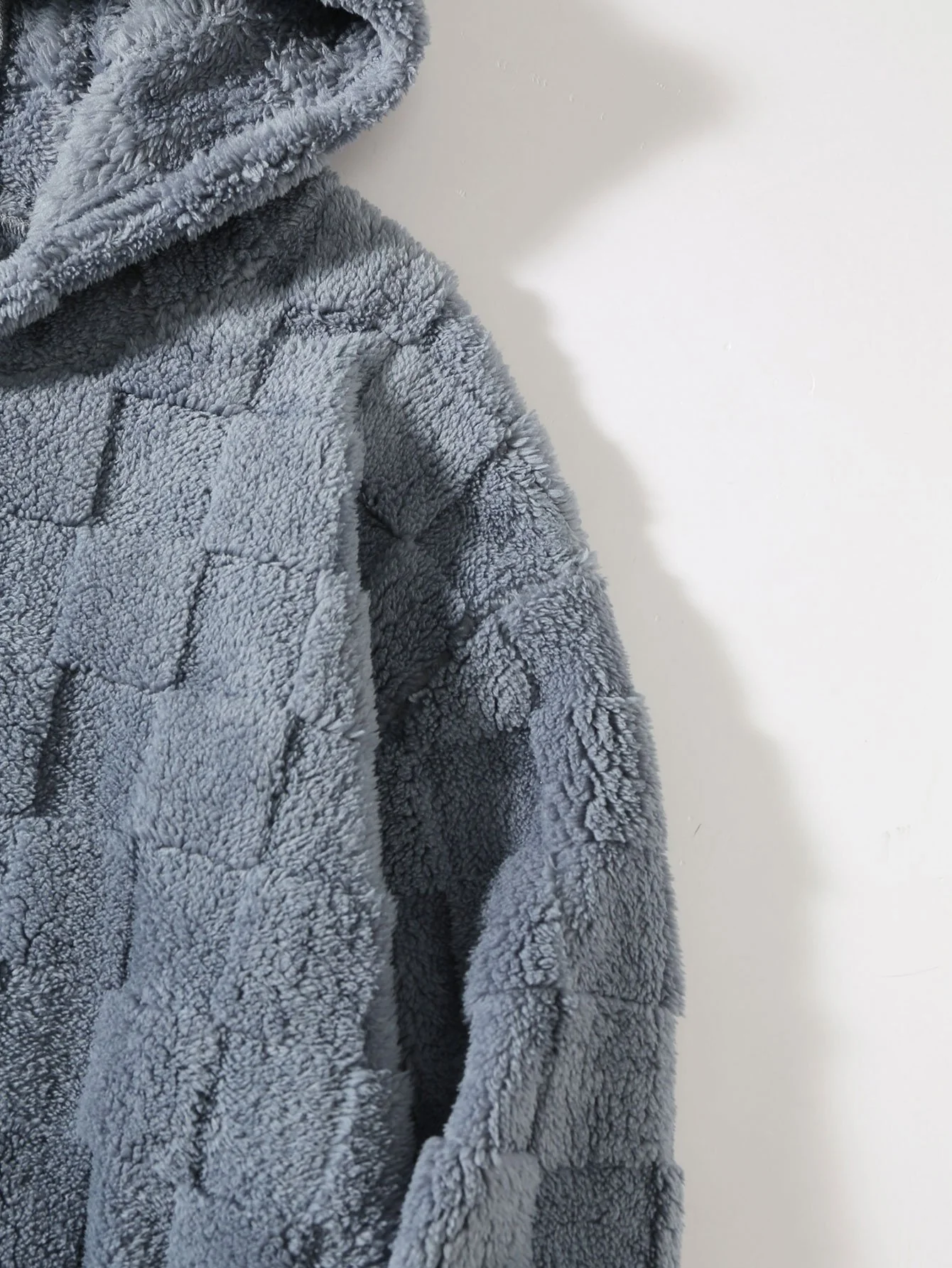Relax Fit Checkerboard Teddy Hoodie