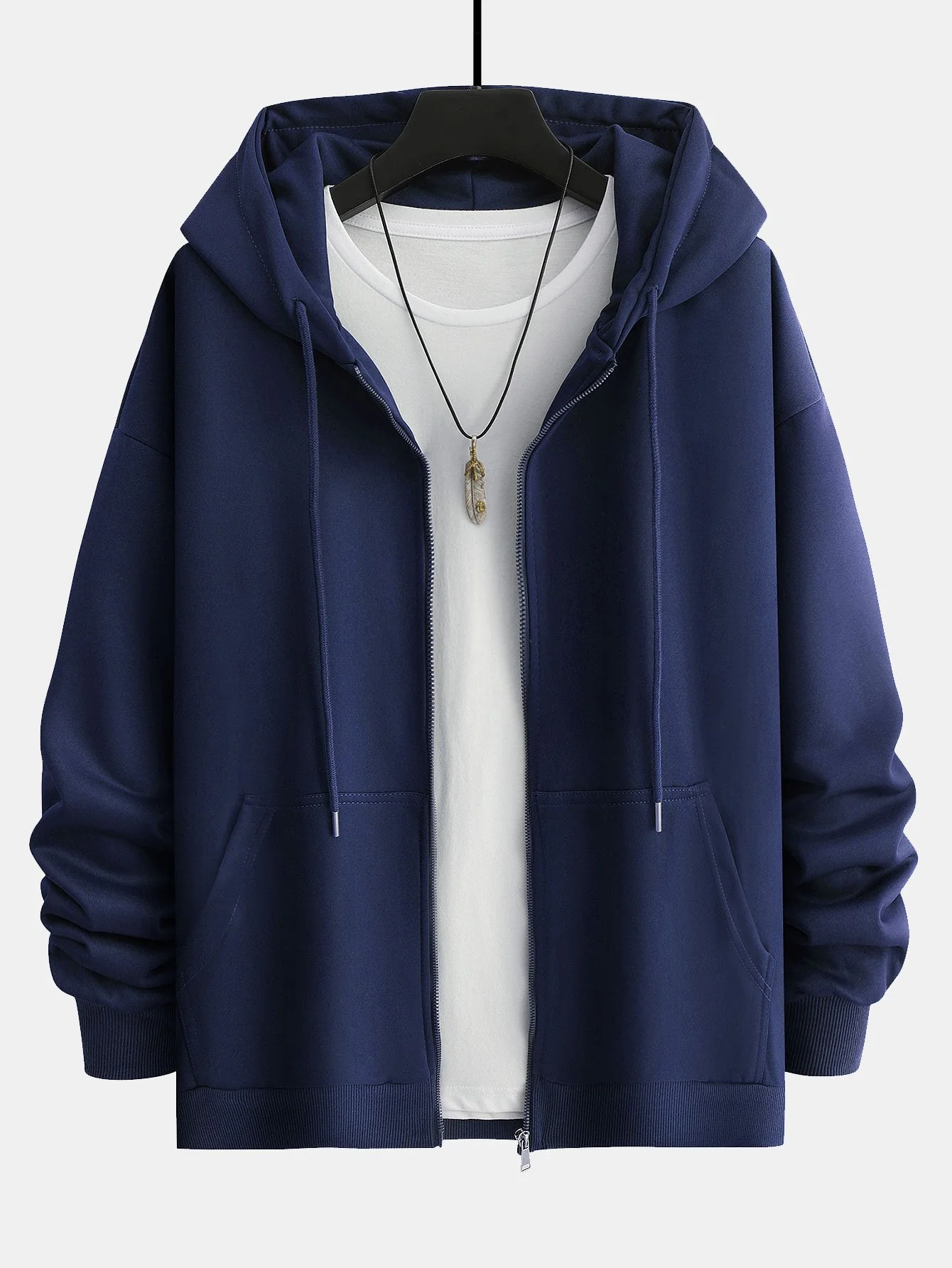 Basic Relax Fit Zip Hoodie