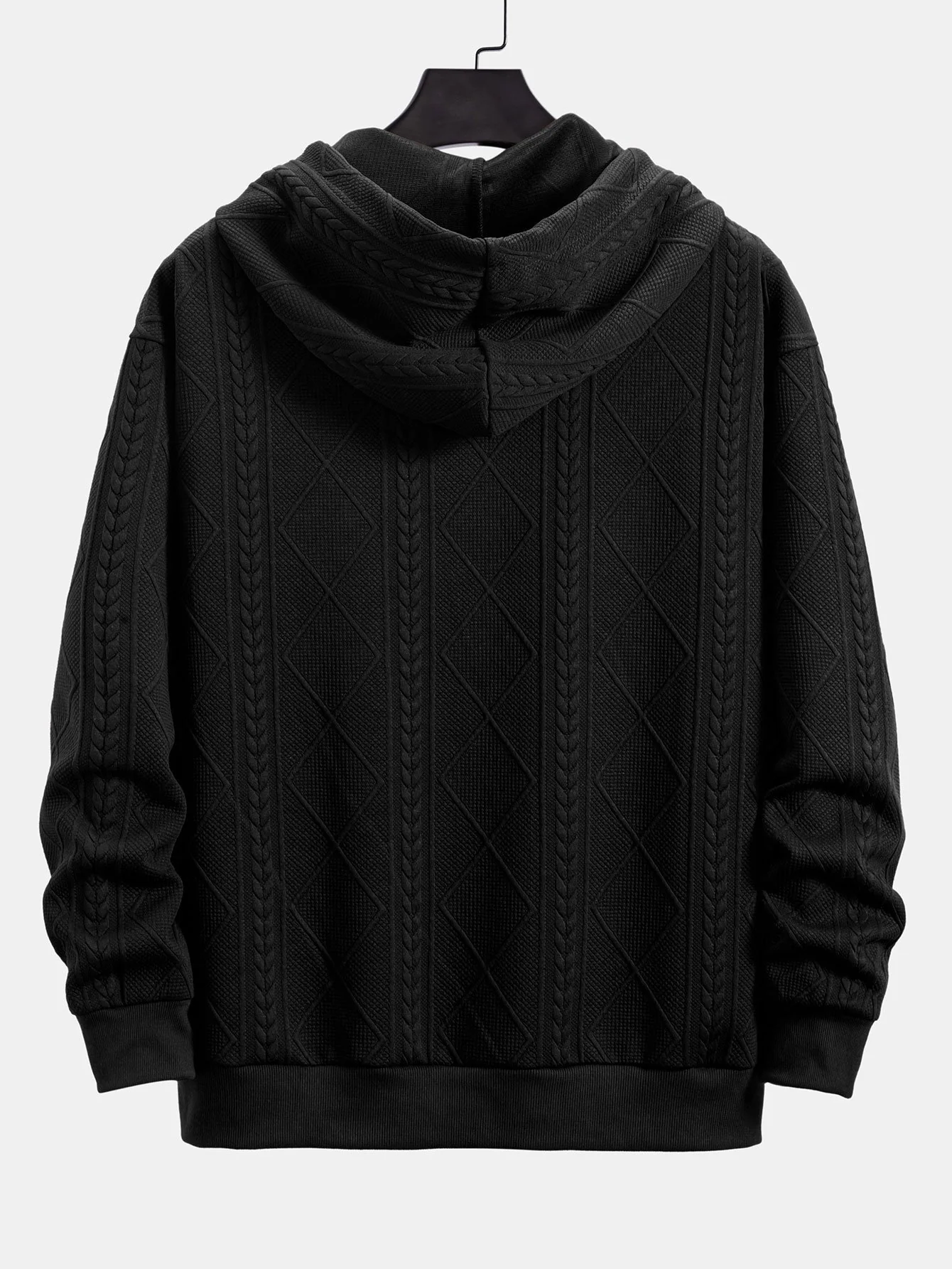 Relax Fit Geometric Jacquard Hoodie