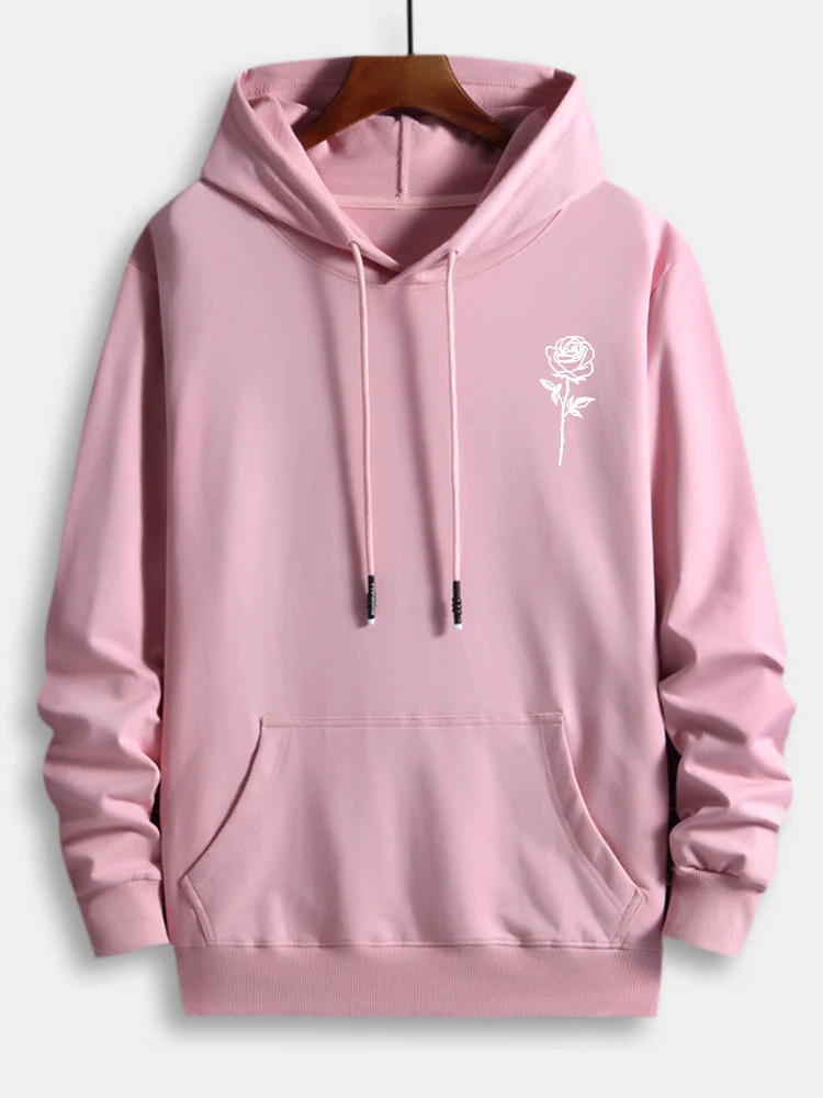 Rose Print Cotton Hoodie