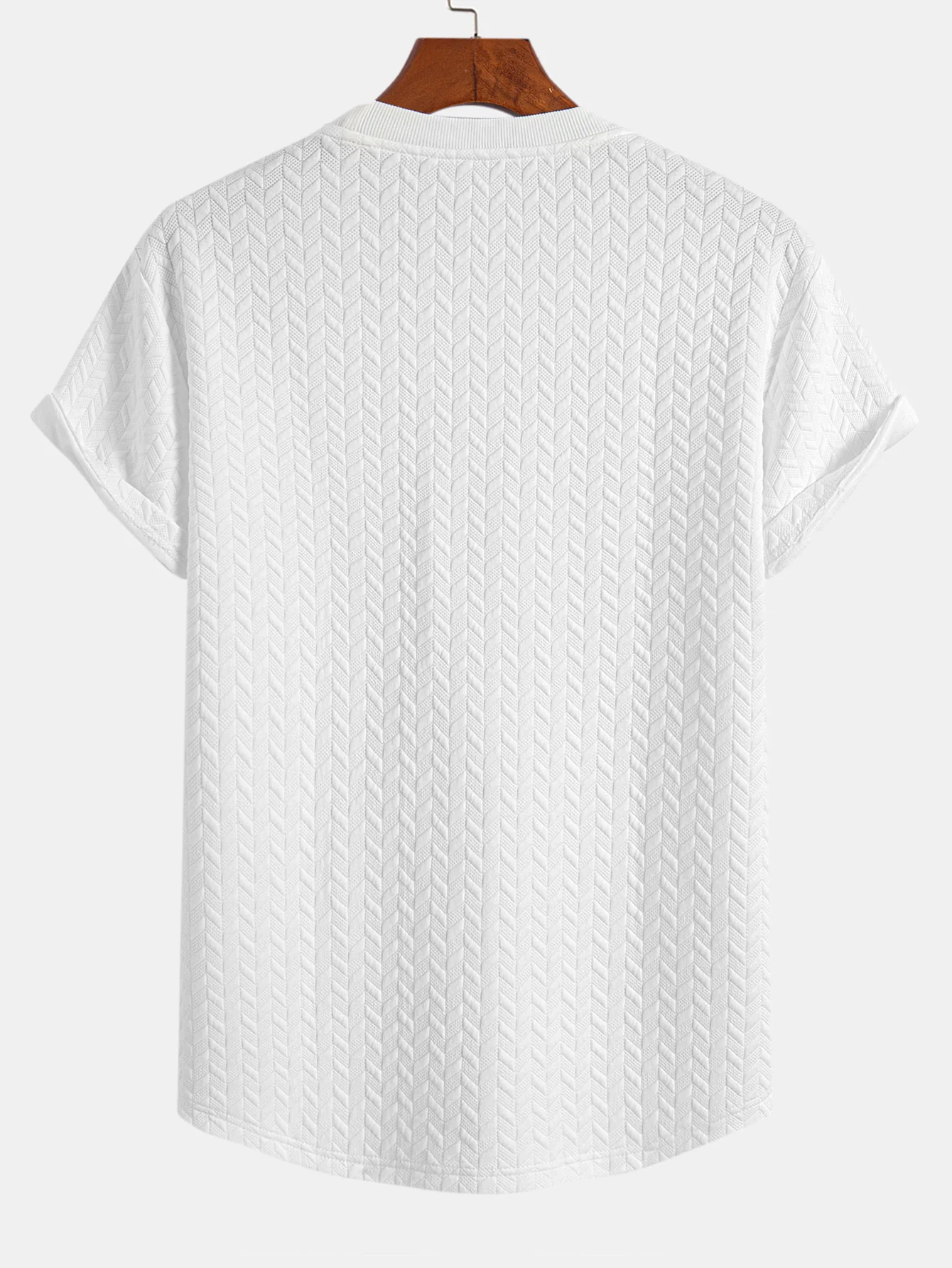 Jacquard Textured Arc Hem T-Shirt