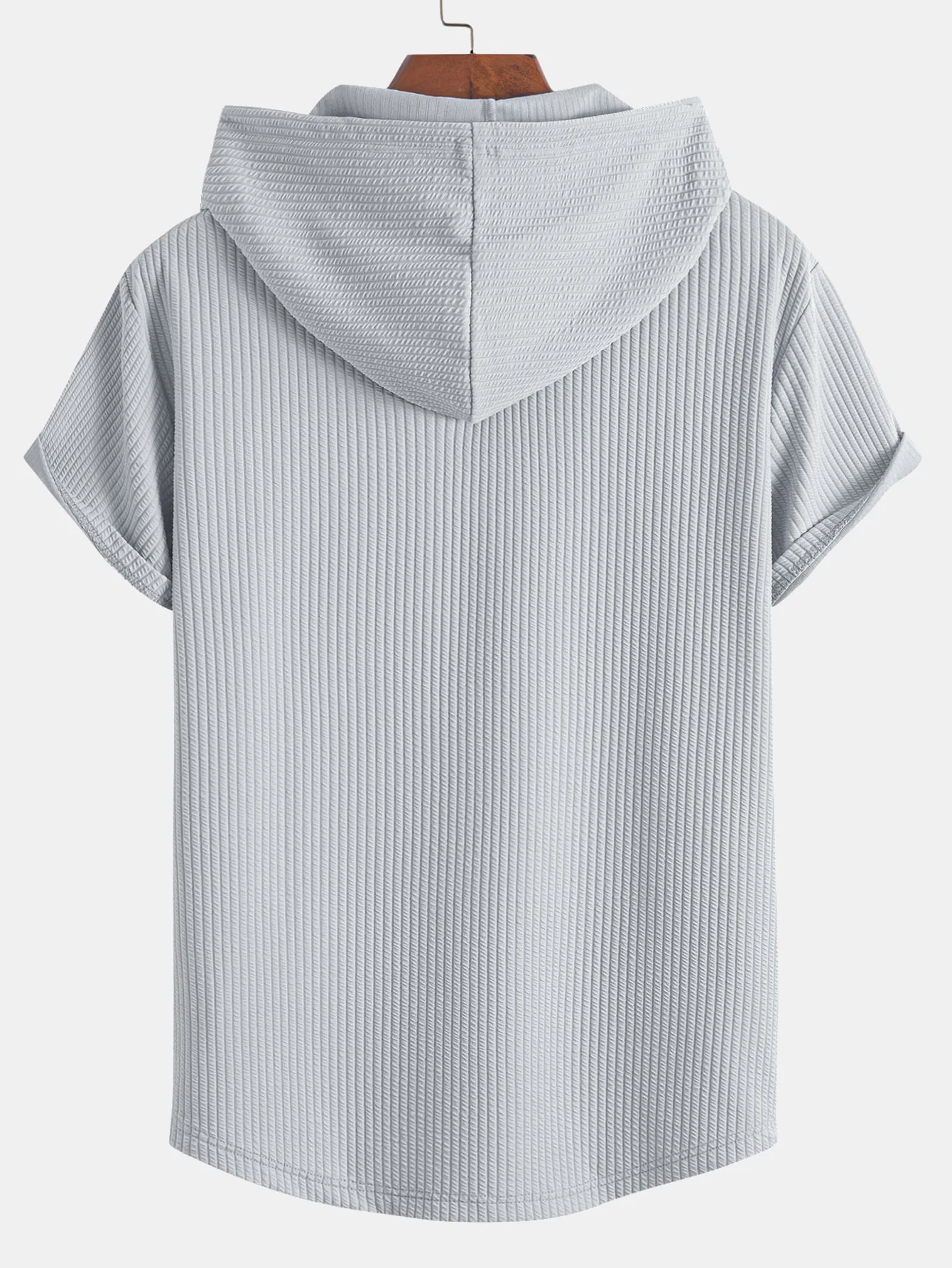 Ribbed Hooded  Arc Hem T-Shirt