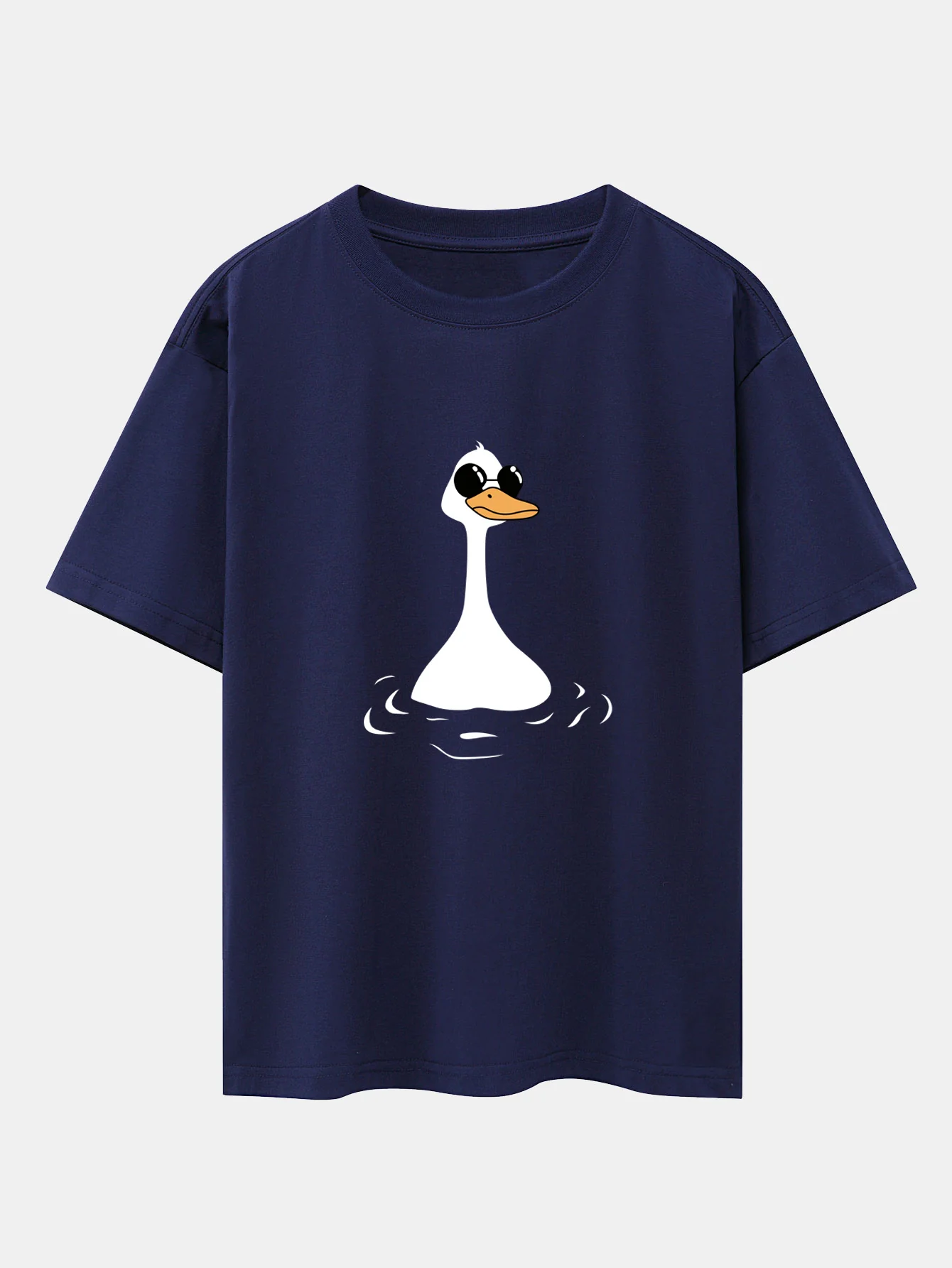 Sunglasses Goose Print Drop Shoulder Oversize T-Shirt