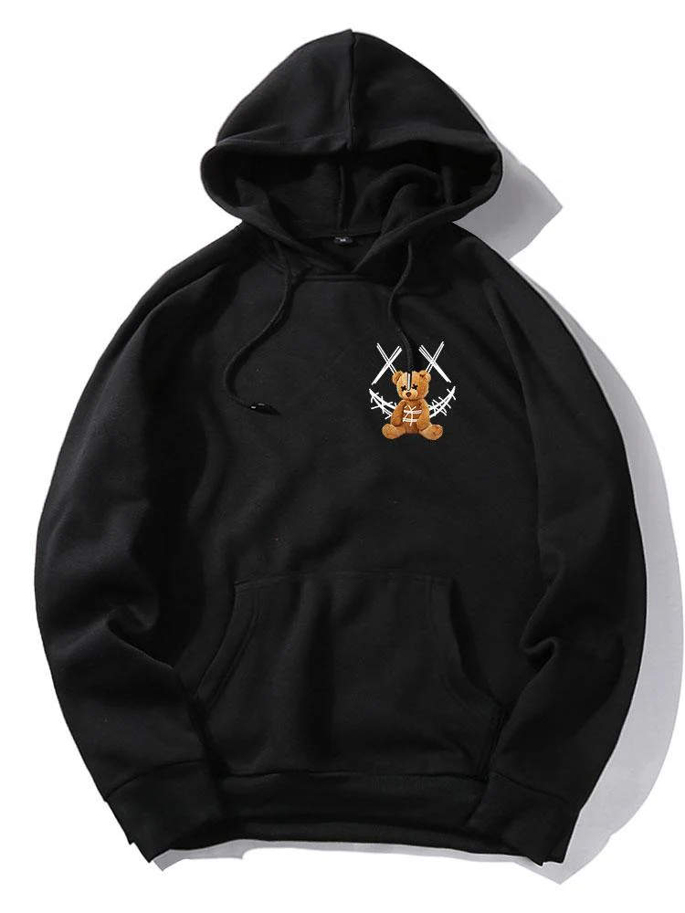 Smiley Bear Back Print Hoodie