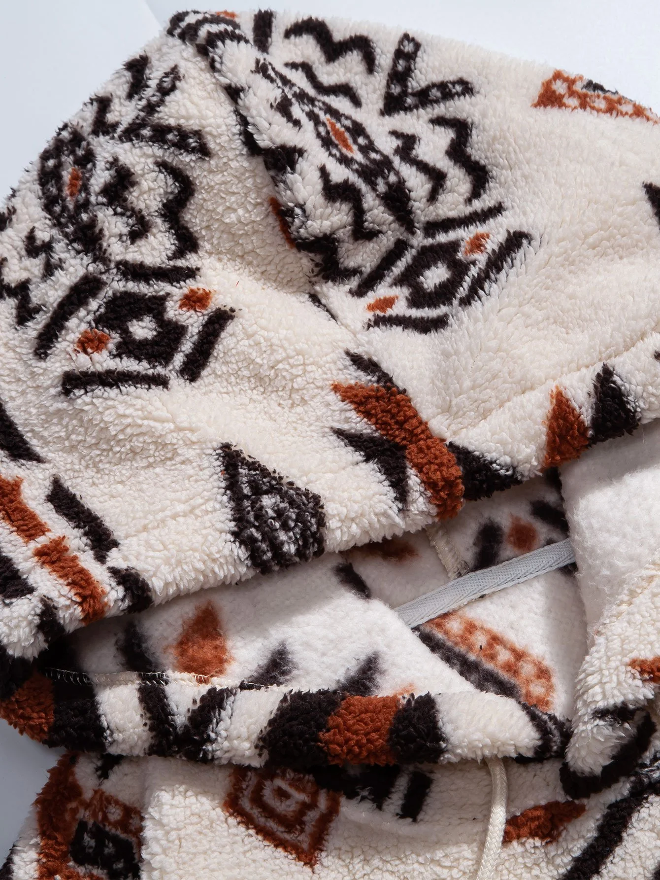 Aztec Print Teddy Hoodie