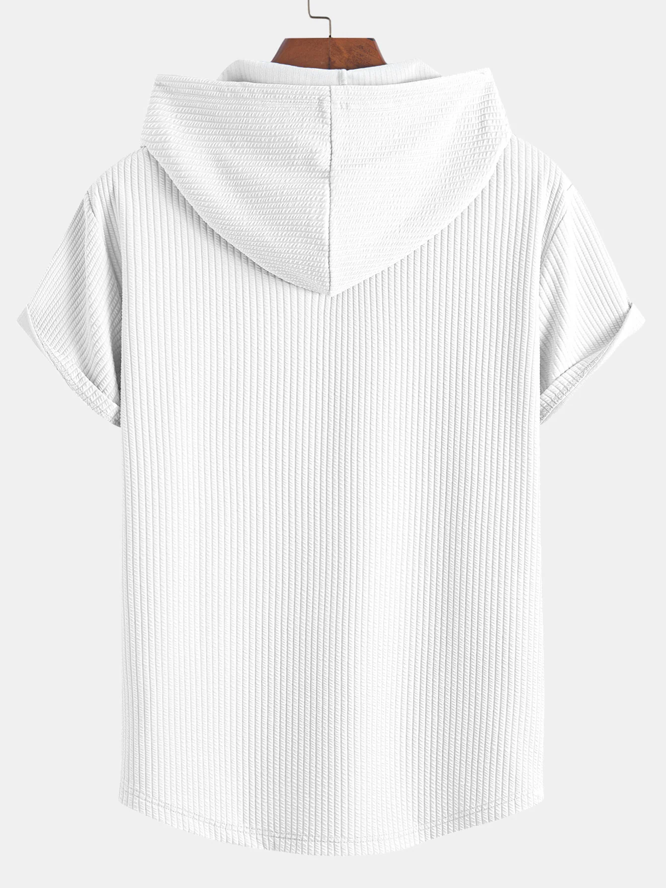 Ribbed Hooded  Arc Hem T-Shirt