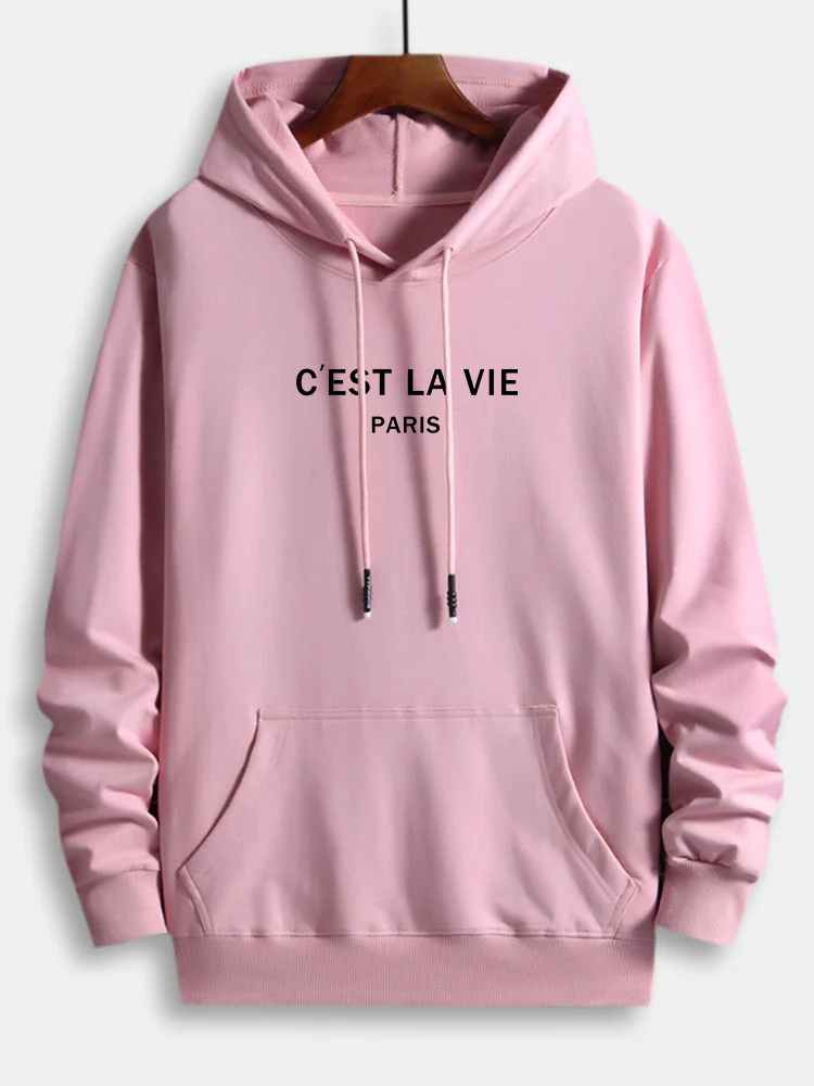 Paris Letter Print Cotton Hoodie