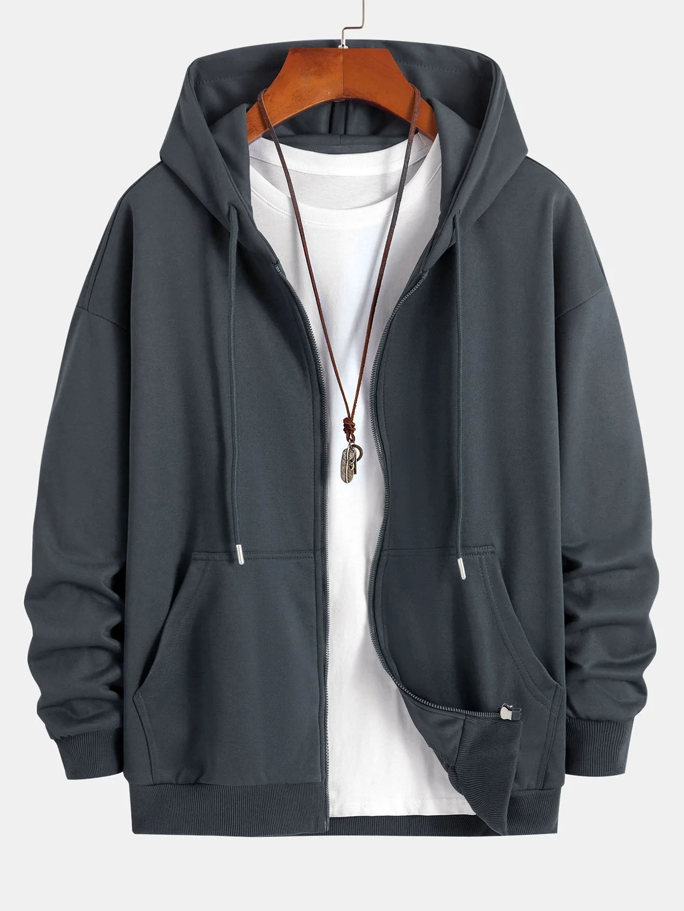 Basic Relax Fit Zip Hoodie