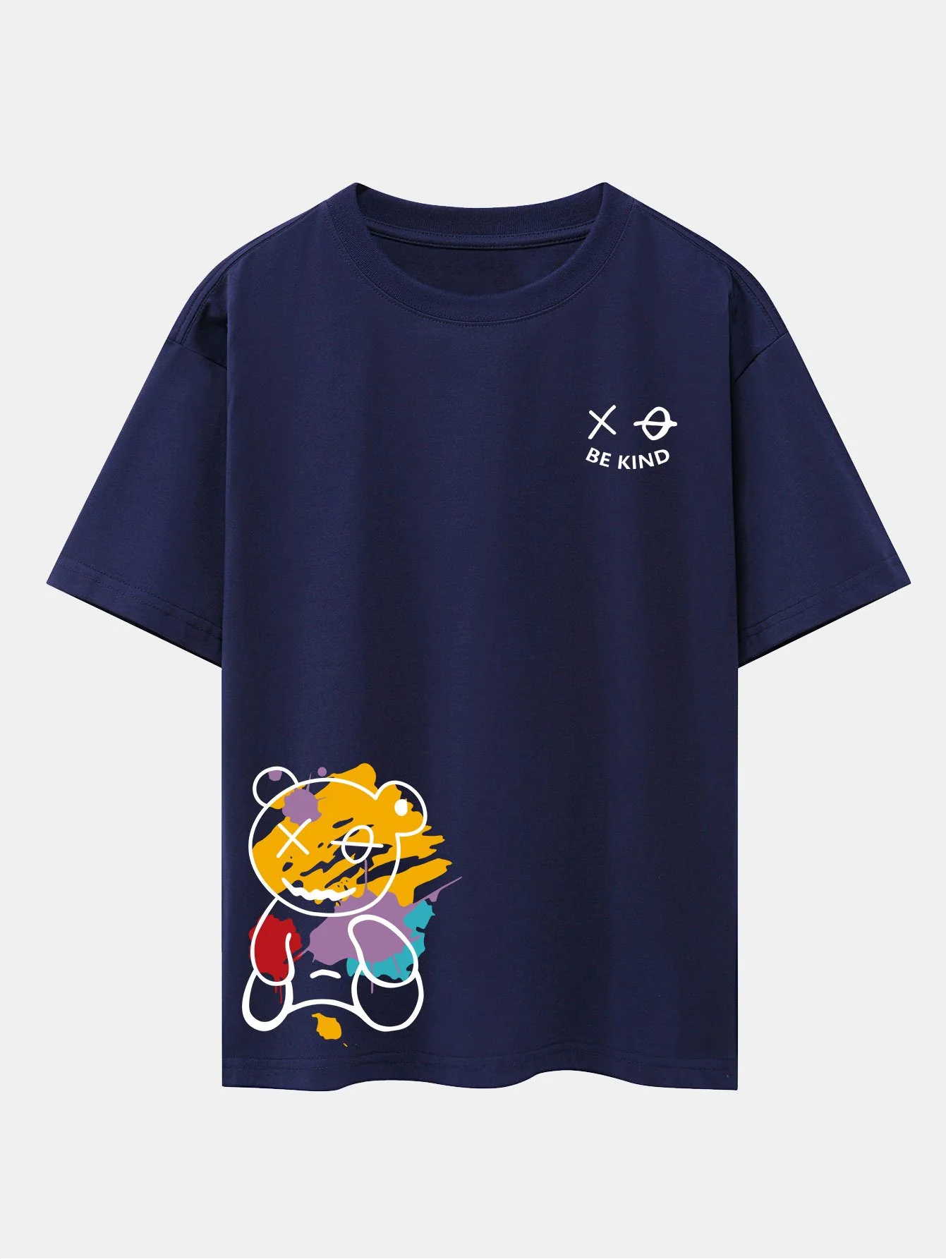 Graffiti Bear Print Drop Shoulder Oversize T-Shirt
