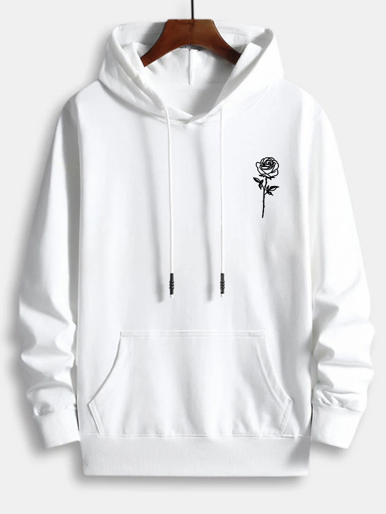 Rose Print Cotton Hoodie