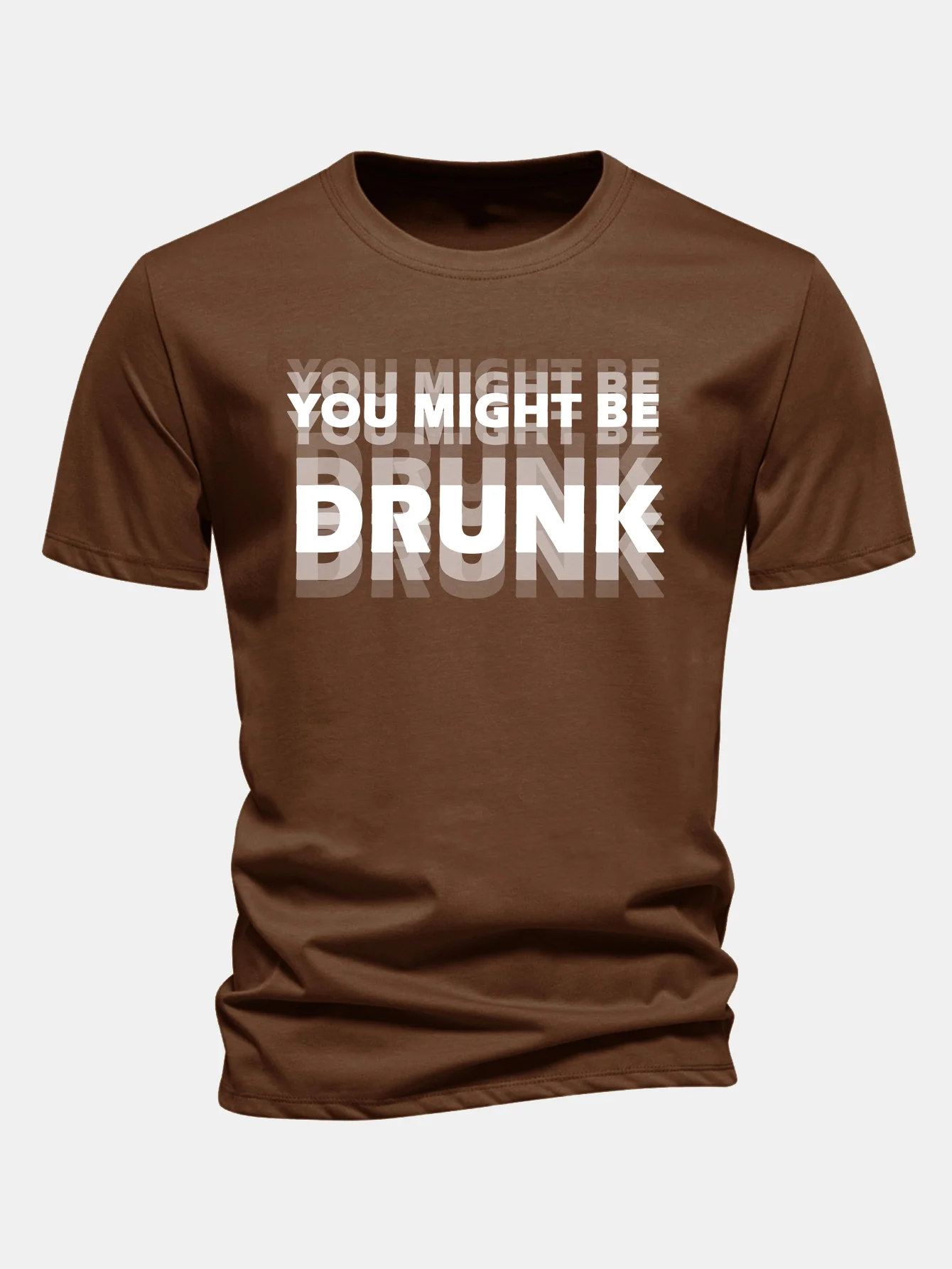 Regular Fit You Might Be Drunk Print Cotton T-Shirt