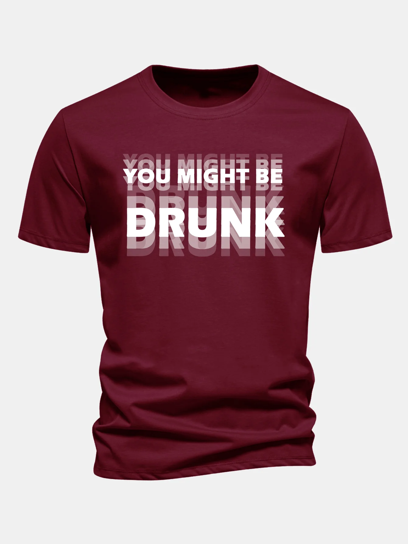 Regular Fit You Might Be Drunk Print Cotton T-Shirt