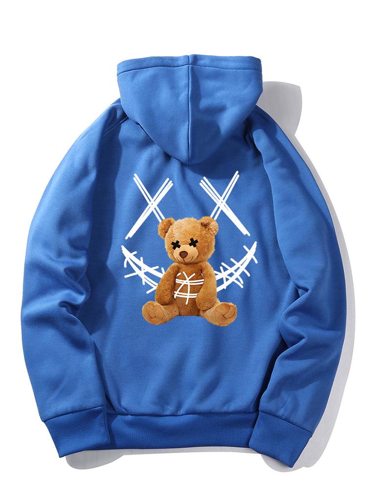 Smiley Bear Back Print Hoodie