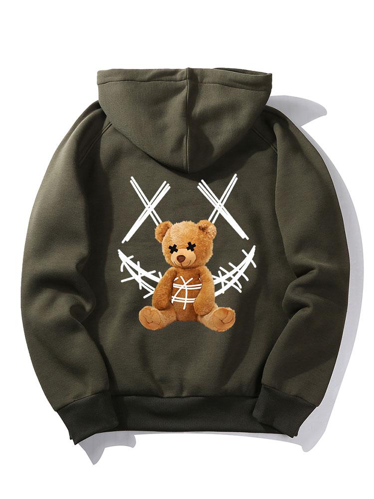 Smiley Bear Back Print Hoodie