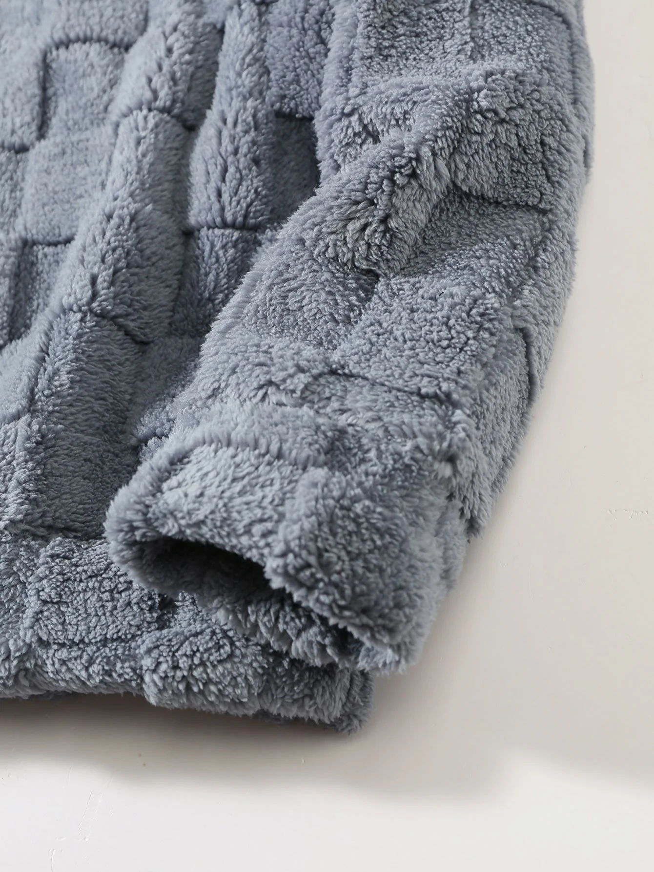 Relax Fit Checkerboard Teddy Hoodie