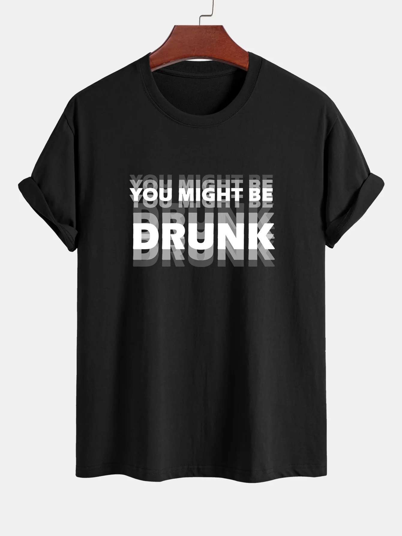 Regular Fit You Might Be Drunk Print Cotton T-Shirt