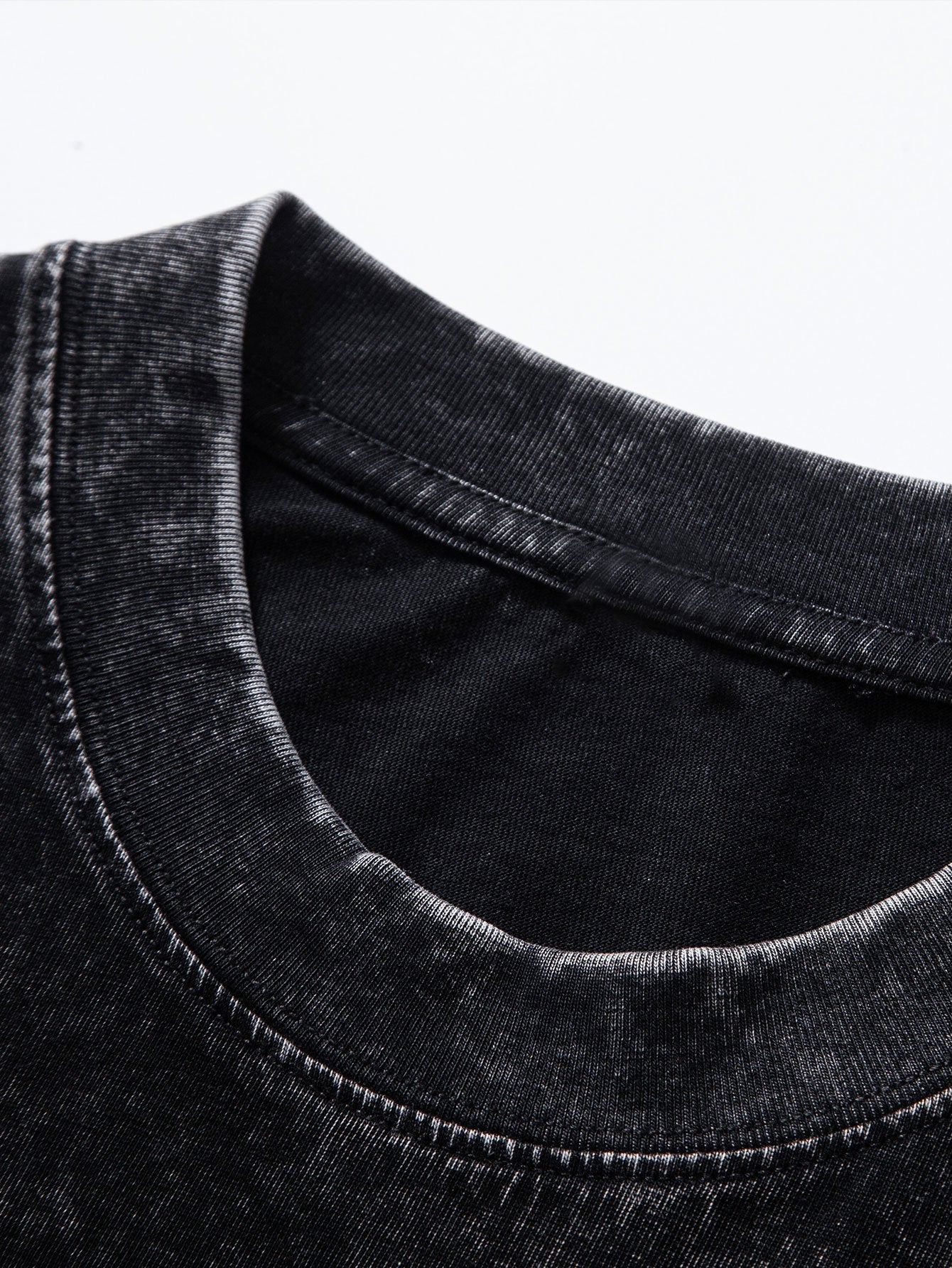 Basic Washed Distressed Drop Shoulder Oversize T-Shirt