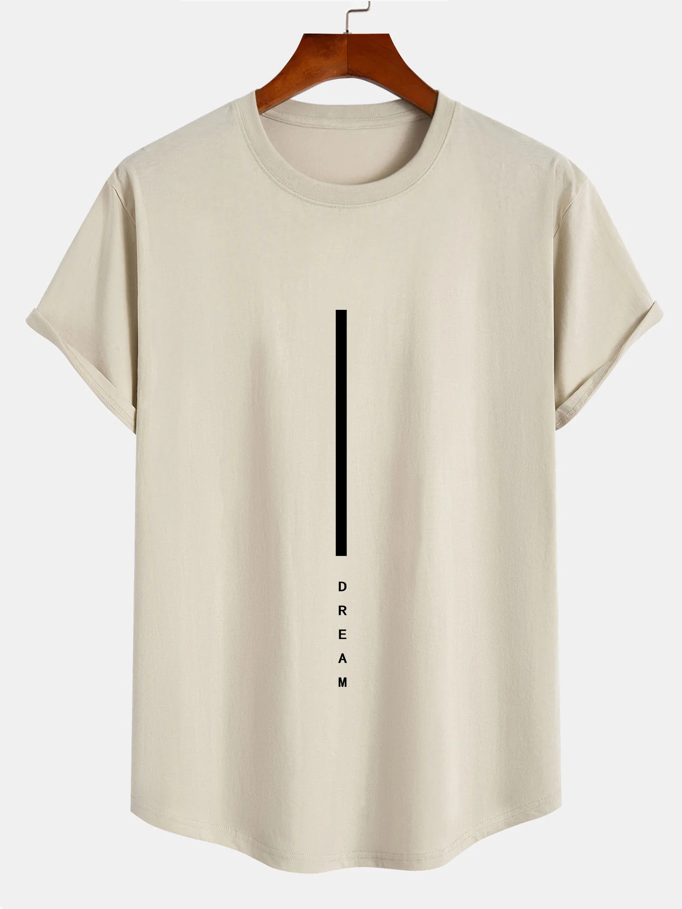 Dream Stripe Print Cotton Arc Hem T-Shirt