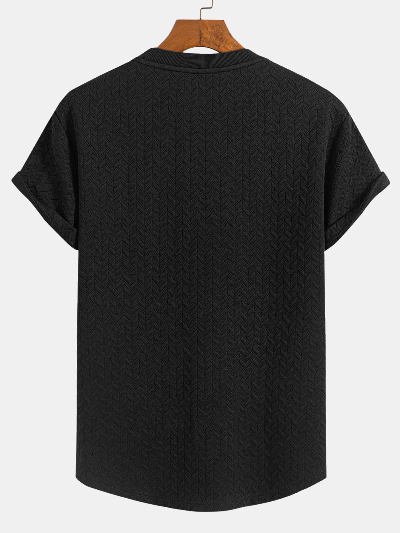 Jacquard Textured Arc Hem T-Shirt