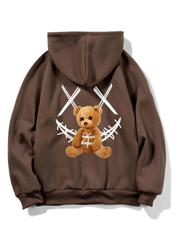 Smiley Bear Back Print Hoodie