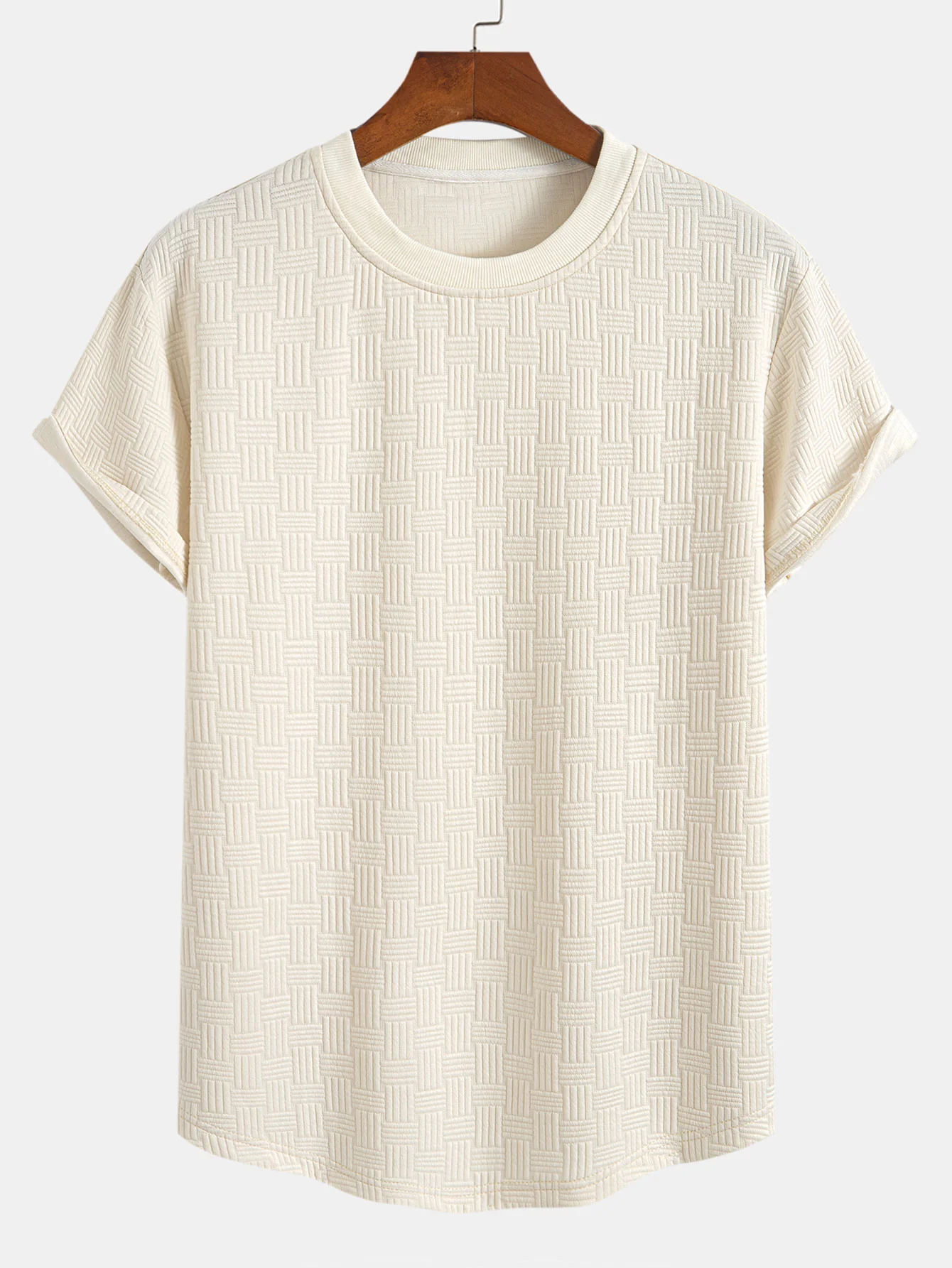 Stripe Jacquard Arc Hem T-Shirt