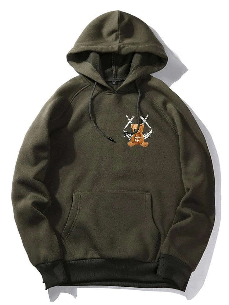 Smiley Bear Back Print Hoodie