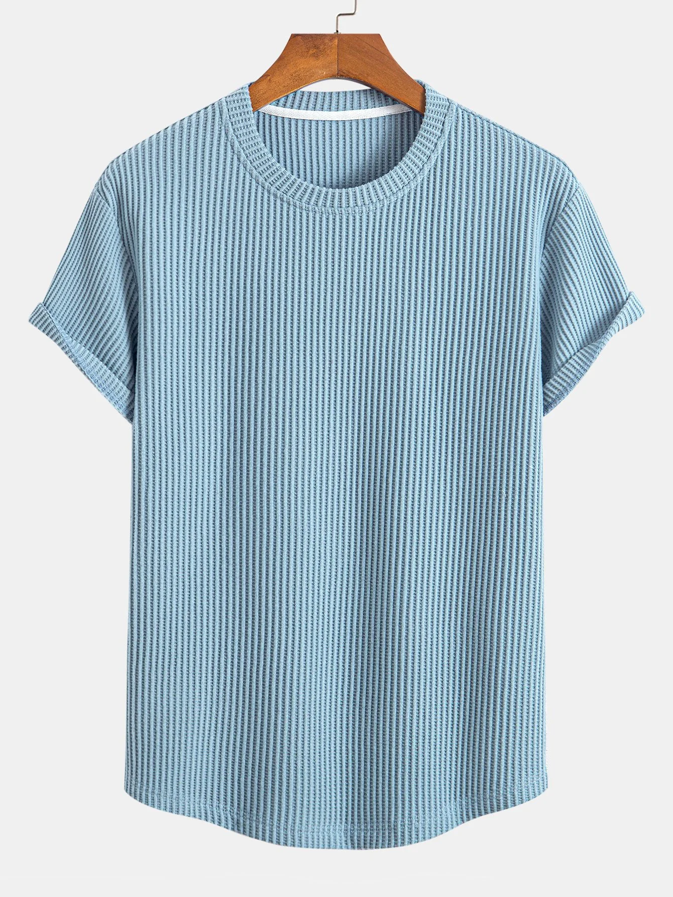 Knitted Waffle Arc Hem T-Shirt