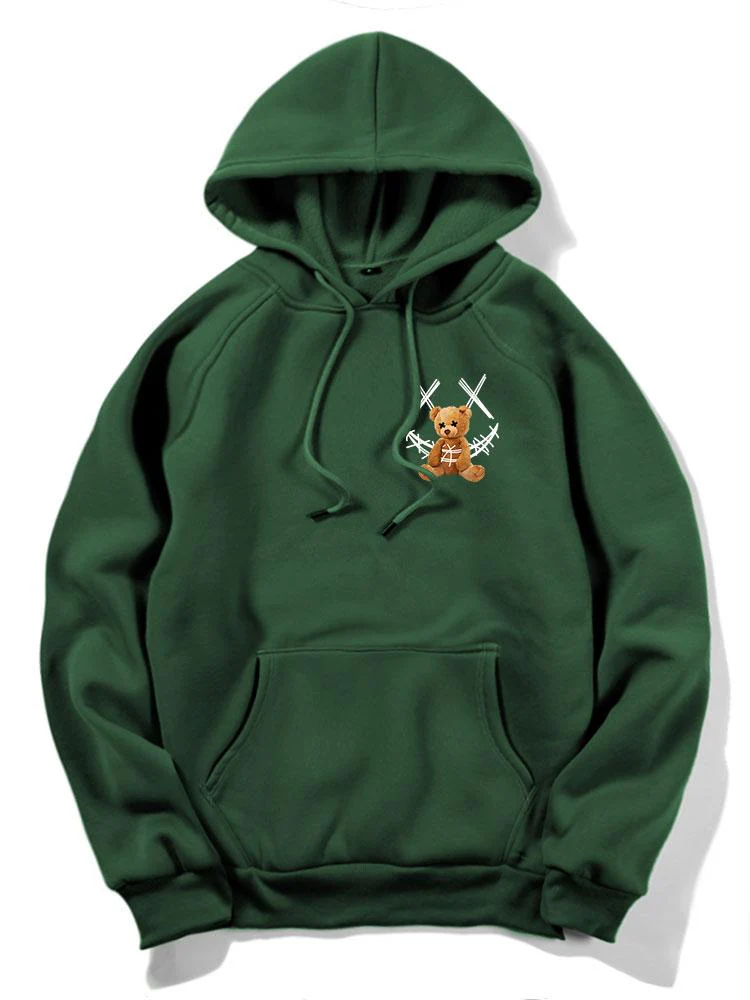 Smiley Bear Back Print Hoodie