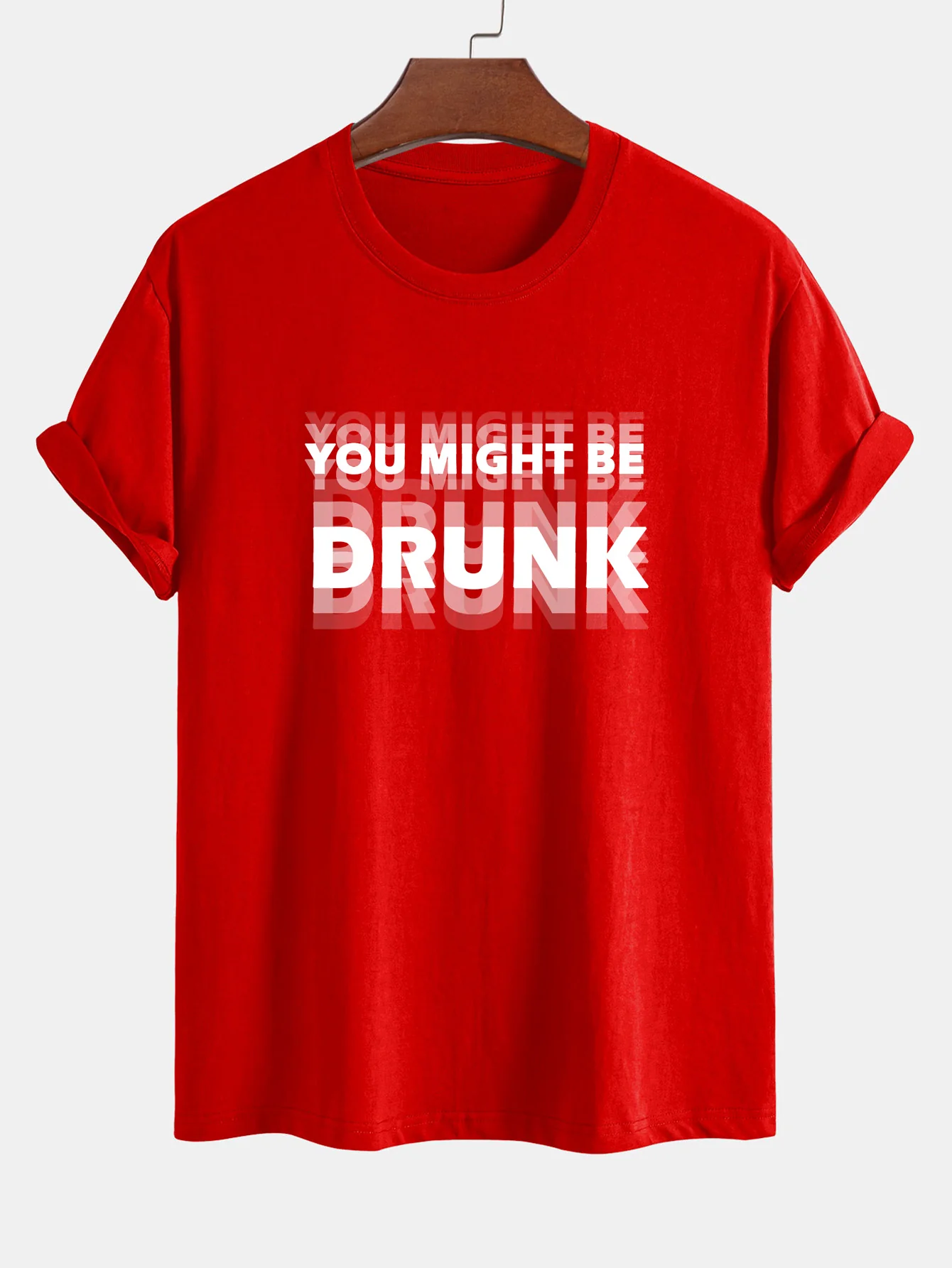 Regular Fit You Might Be Drunk Print Cotton T-Shirt