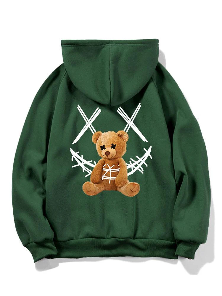 Smiley Bear Back Print Hoodie